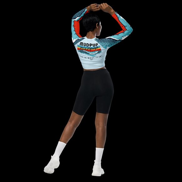 Long Sleeve Crop Top Beach Shirts Surf Shirt | MUDPUPs Beach More Worry Less - Picture 13 of 14